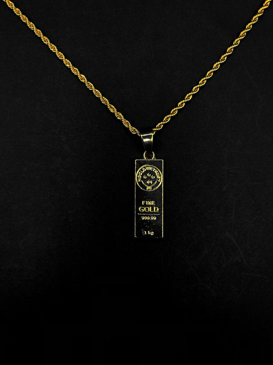 Iced Out Pendant- GOLD BAR